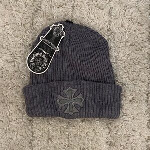 Chrome Hearts Grey Cross Patch Beanie Hat